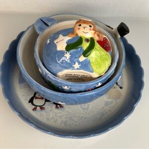 Unbranded Christmas Ceramic set Pie plate,Snowman bowl,Soup bowl and Angel bowl